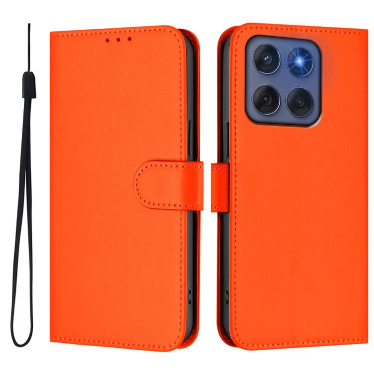For Motorola Edge 60 Fusion Skin Feel Solid Color Leather Phone Case with Lanyard