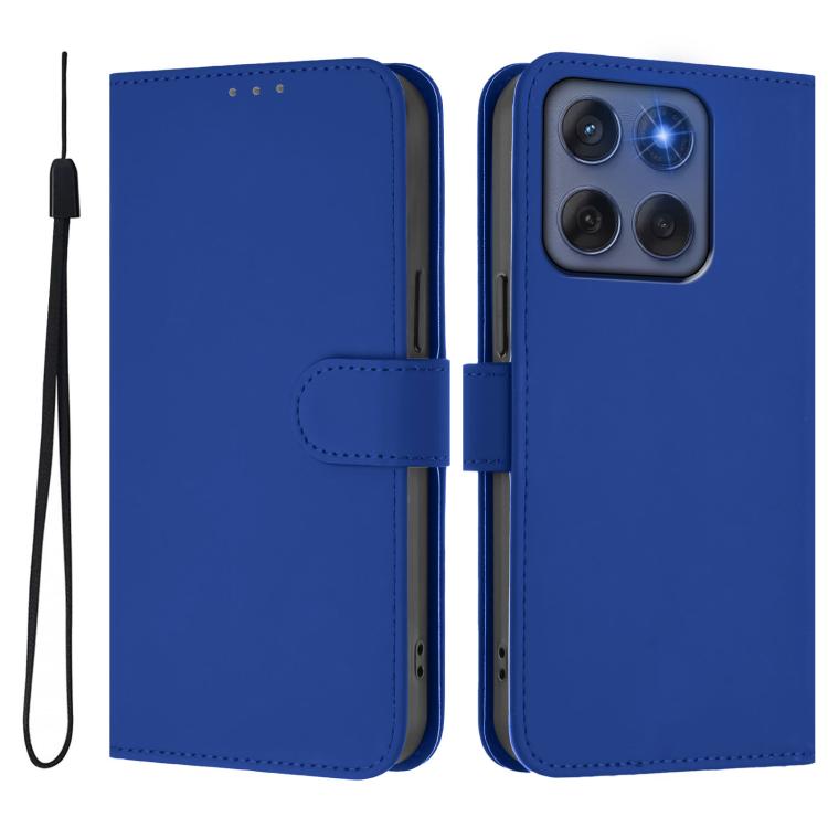 For Motorola Edge 60 Fusion Skin Feel Solid Color Leather Phone Case with Lanyard
