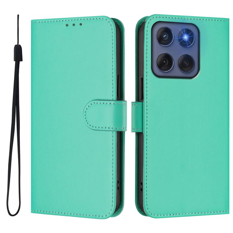 For Motorola Edge 60 Fusion Skin Feel Solid Color Leather Phone Case with Lanyard