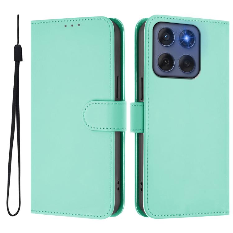 For Motorola Edge 60 Fusion Skin Feel Solid Color Leather Phone Case with Lanyard
