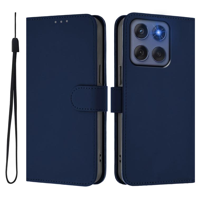 For Motorola Edge 60 Fusion Skin Feel Solid Color Leather Phone Case with Lanyard