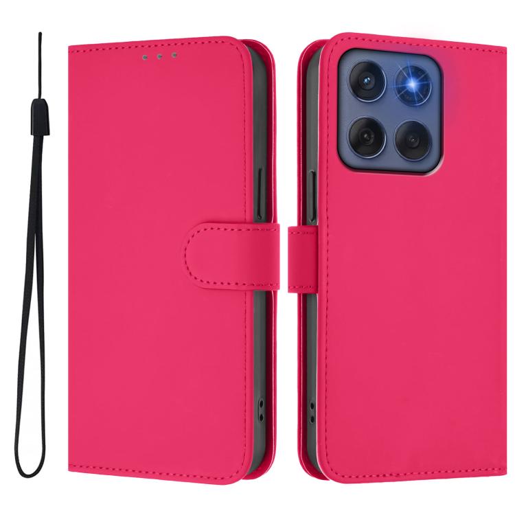For Motorola Edge 60 Fusion Skin Feel Solid Color Leather Phone Case with Lanyard