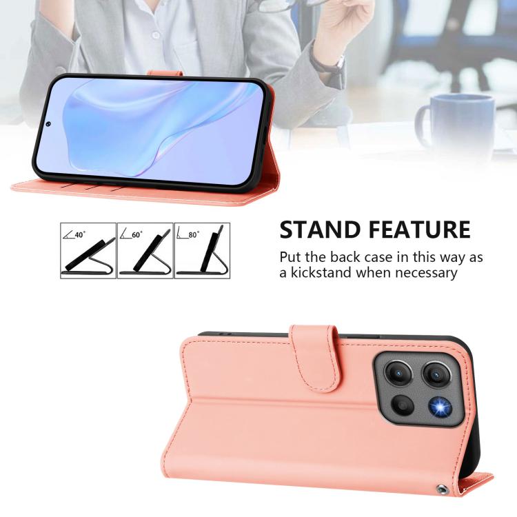 For Motorola Moto G17 4G / G15 Skin Feel Solid Color Leather Phone Case with Lanyard