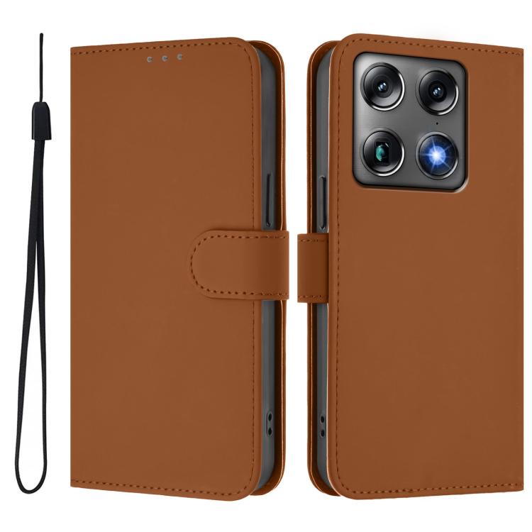 For Motorola Moto X70 Air Pro 5G Skin Feel Solid Color Leather Phone Case with Lanyard