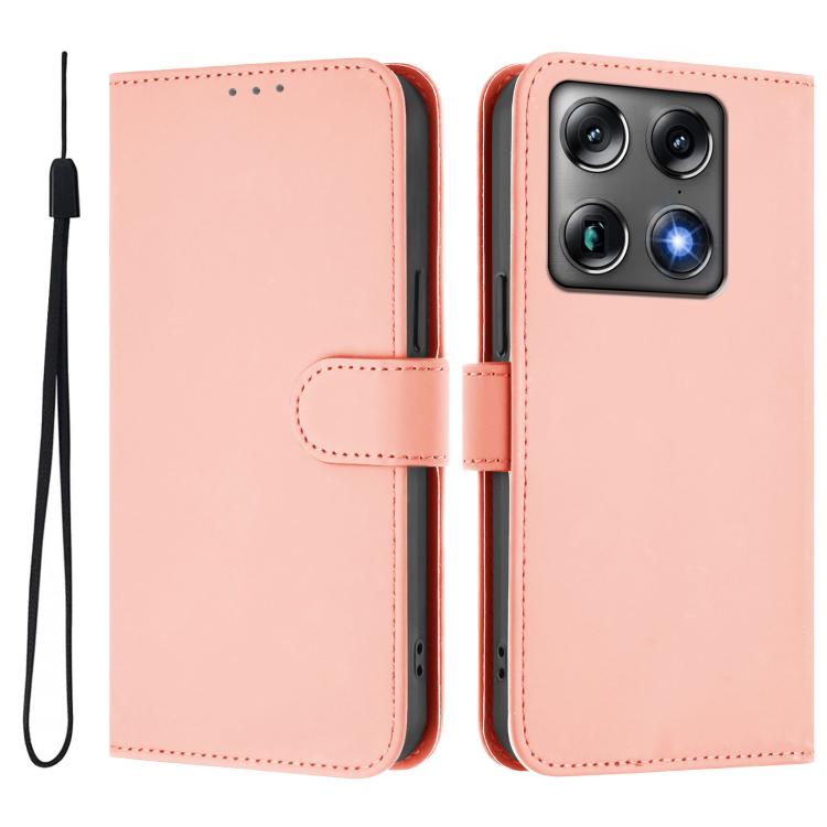 For Motorola Moto X70 Air Pro 5G Skin Feel Solid Color Leather Phone Case with Lanyard