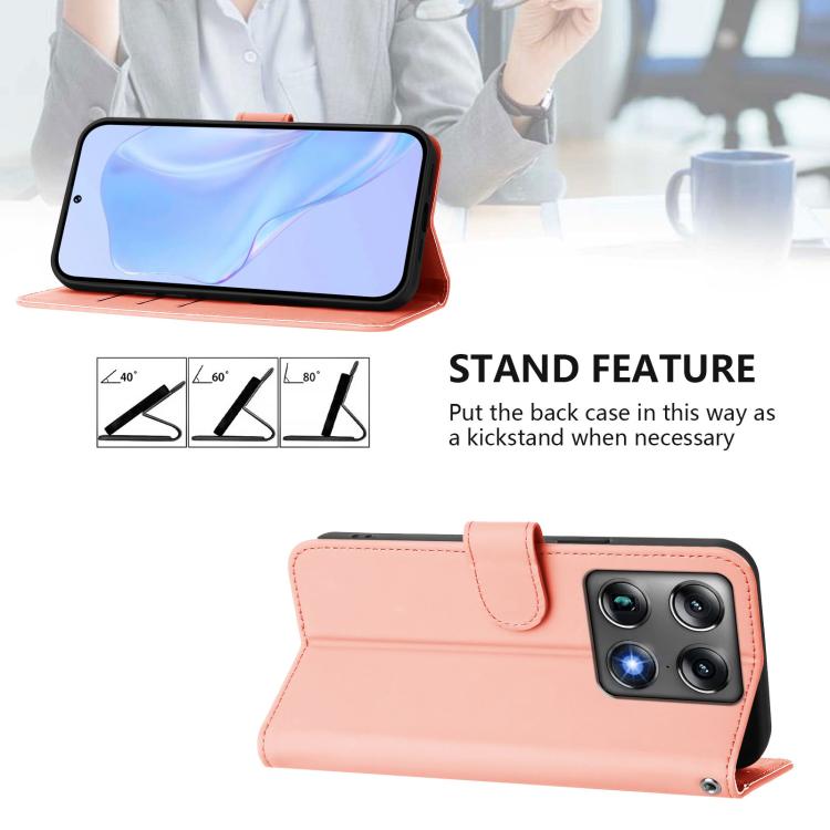 For Motorola Moto X70 Air Pro 5G Skin Feel Solid Color Leather Phone Case with Lanyard