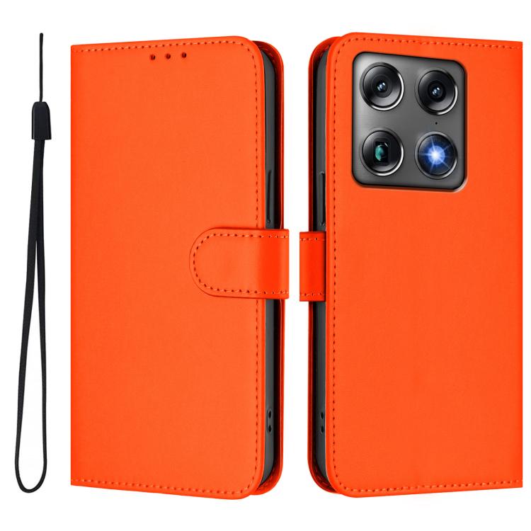 For Motorola Moto X70 Air Pro 5G Skin Feel Solid Color Leather Phone Case with Lanyard