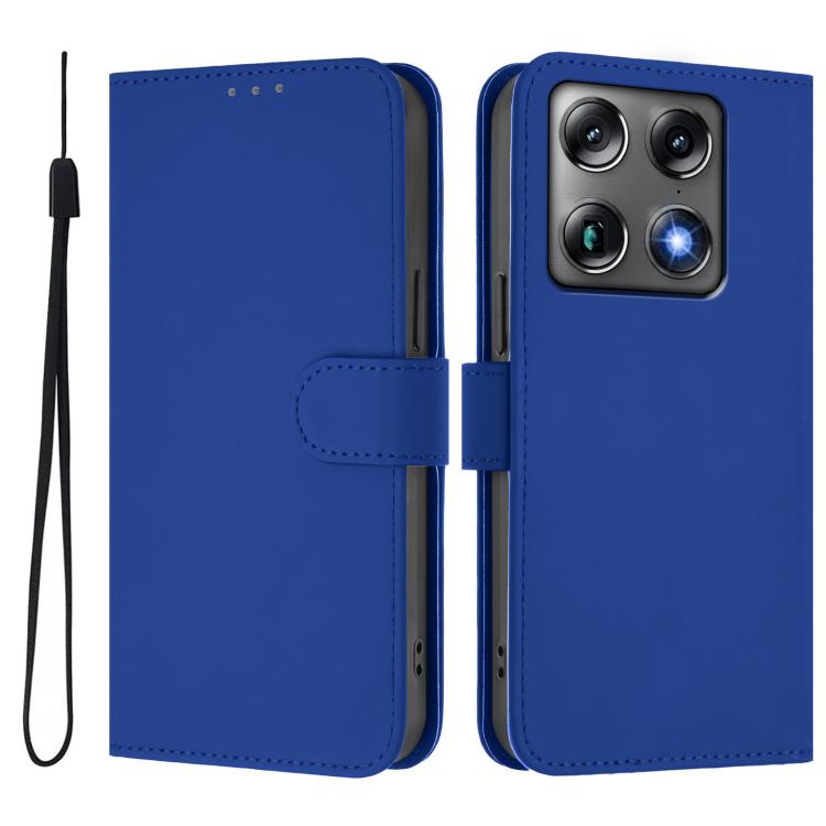 For Motorola Moto X70 Air Pro 5G Skin Feel Solid Color Leather Phone Case with Lanyard