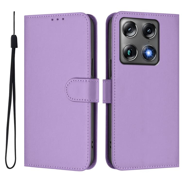 For Motorola Moto X70 Air Pro 5G Skin Feel Solid Color Leather Phone Case with Lanyard