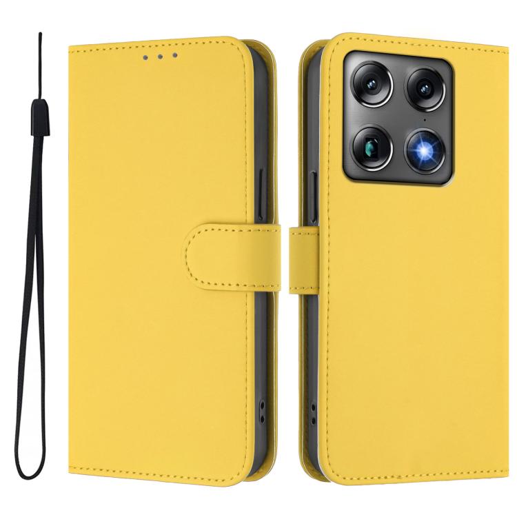 For Motorola Moto X70 Air Pro 5G Skin Feel Solid Color Leather Phone Case with Lanyard