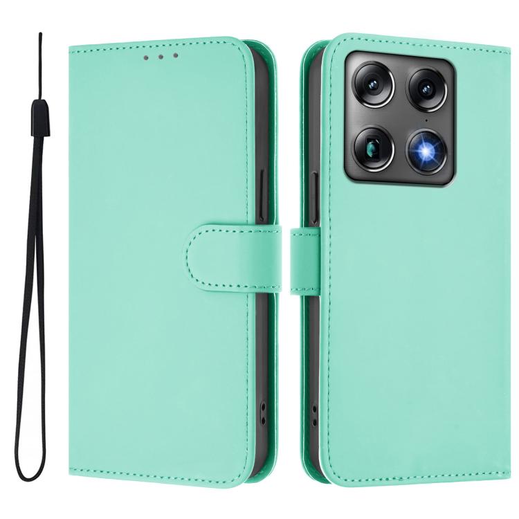 For Motorola Moto X70 Air Pro 5G Skin Feel Solid Color Leather Phone Case with Lanyard