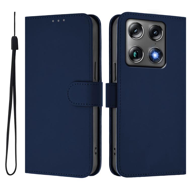 For Motorola Moto X70 Air Pro 5G Skin Feel Solid Color Leather Phone Case with Lanyard