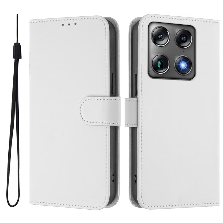 For Motorola Moto X70 Air Pro 5G Skin Feel Solid Color Leather Phone Case with Lanyard