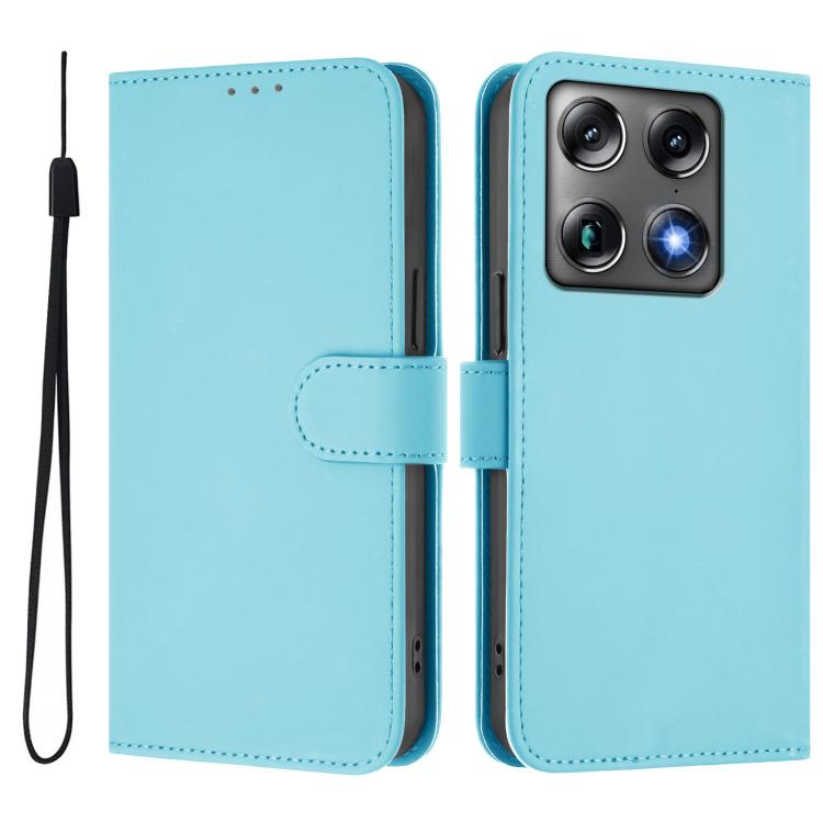 For Motorola Moto X70 Air Pro 5G Skin Feel Solid Color Leather Phone Case with Lanyard