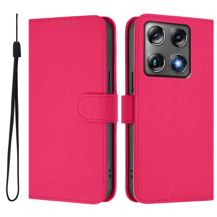 For Motorola Moto X70 Air Pro 5G Skin Feel Solid Color Leather Phone Case with Lanyard