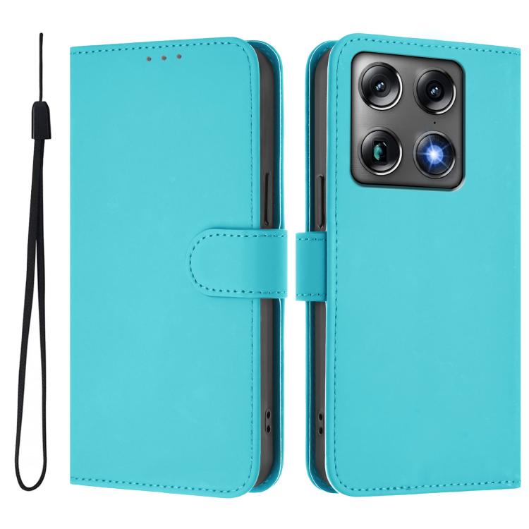 For Motorola Moto X70 Air Pro 5G Skin Feel Solid Color Leather Phone Case with Lanyard