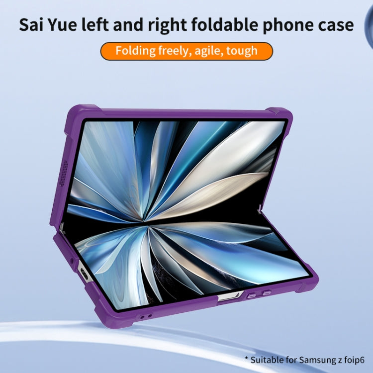 For Samsung Galaxy Z Fold5 CD Texture 360 Degree Rotating Holder MagSafe Phone Case