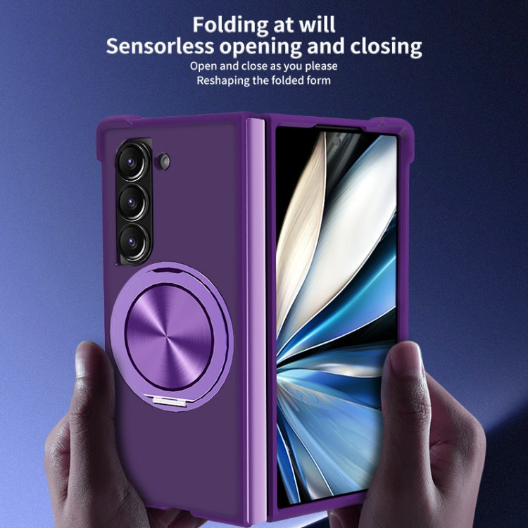 For Samsung Galaxy Z Fold5 CD Texture 360 Degree Rotating Holder MagSafe Phone Case
