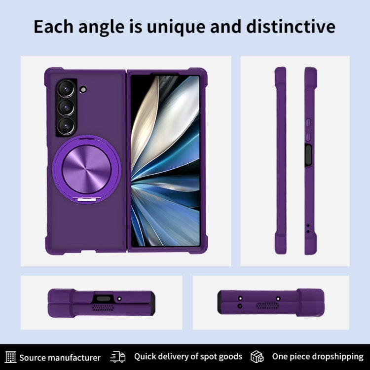 For Samsung Galaxy Z Fold5 CD Texture 360 Degree Rotating Holder MagSafe Phone Case
