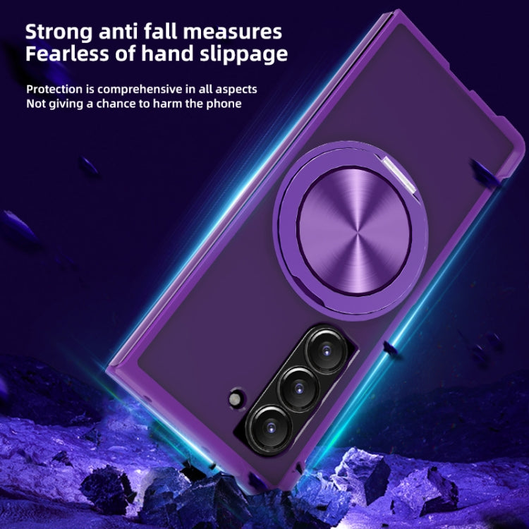 For Samsung Galaxy Z Fold5 CD Texture 360 Degree Rotating Holder MagSafe Phone Case