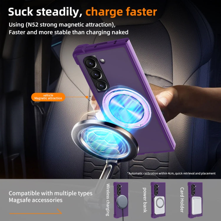 For Samsung Galaxy Z Fold5 CD Texture 360 Degree Rotating Holder MagSafe Phone Case