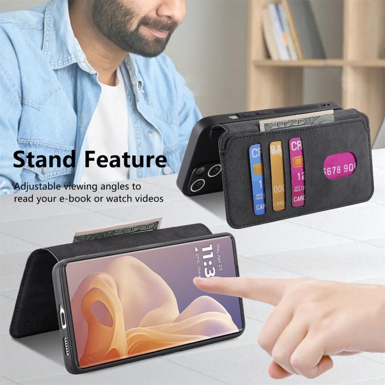 For Motorola Moto G85 CaseNeo MagSafe RFID Anti-theft Retro Leather Phone Case