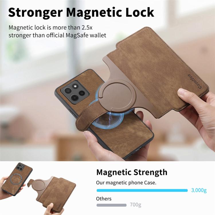 For Motorola Moto G15 CaseNeo MagSafe RFID Anti-theft Retro Leather Phone Case