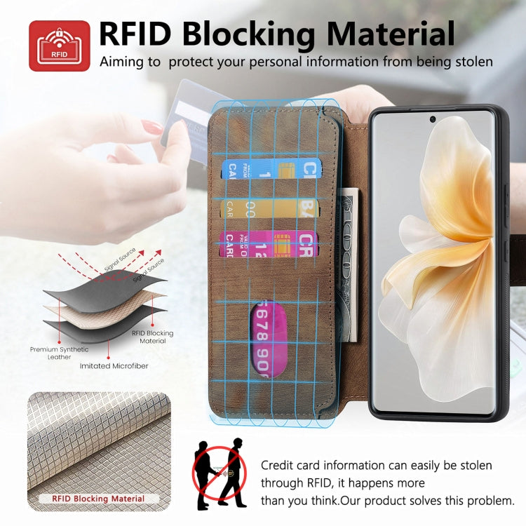 For vivo V40 Lite CaseNeo MagSafe RFID Anti-theft Retro Leather Phone Case