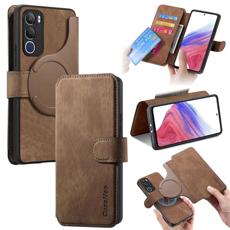 For vivo Y19s 4G CaseNeo MagSafe RFID Anti-theft Retro Leather Phone Case