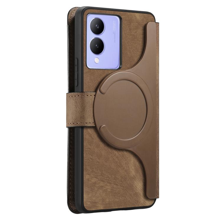 For vivo Y33t 4G / Y17s CaseNeo MagSafe RFID Anti-theft Retro Leather Phone Case