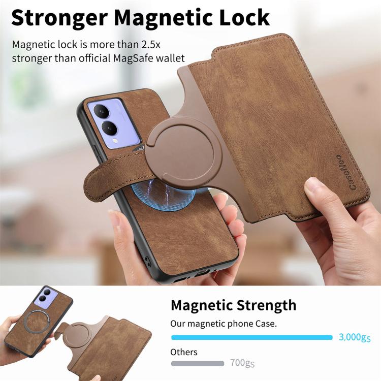 For vivo Y33t 4G / Y17s CaseNeo MagSafe RFID Anti-theft Retro Leather Phone Case