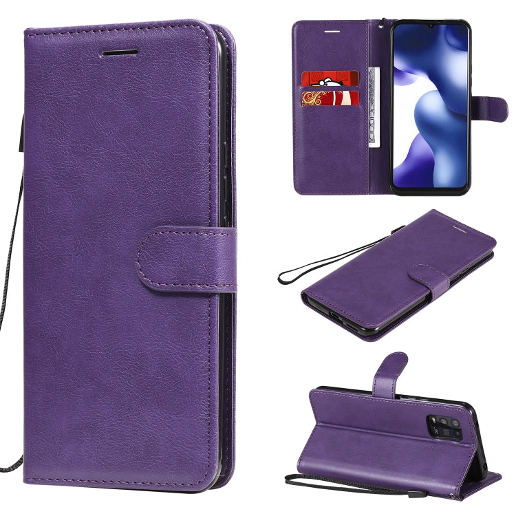 For Xiaomi Mi 10 Lite Solid Color Horizontal Flip Protective Leather Case with Holder & Card Slots & Wallet & Photo Frame & Lanyard