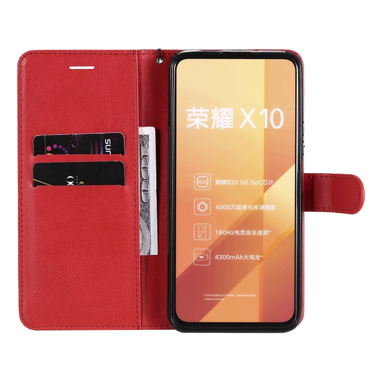 For Huawei Honor X10 Solid Color Horizontal Flip Protective Leather Case with Holder & Card Slots & Wallet & Photo Frame & Lanyard
