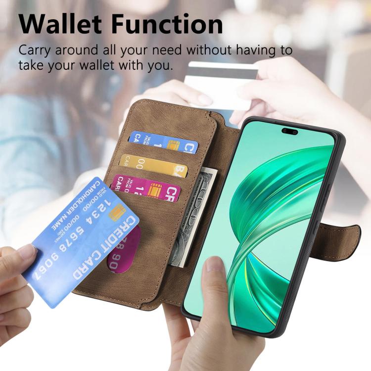For Honor X8c 4G CaseNeo MagSafe RFID Anti-theft Retro Leather Phone Case