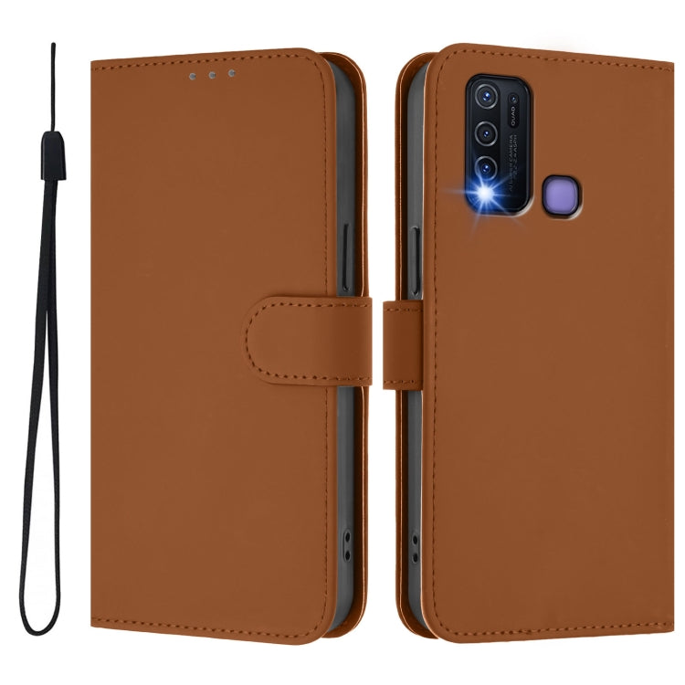 For vivo Y30 4G Global Skin Feel Solid Color Leather Phone Case with Lanyard