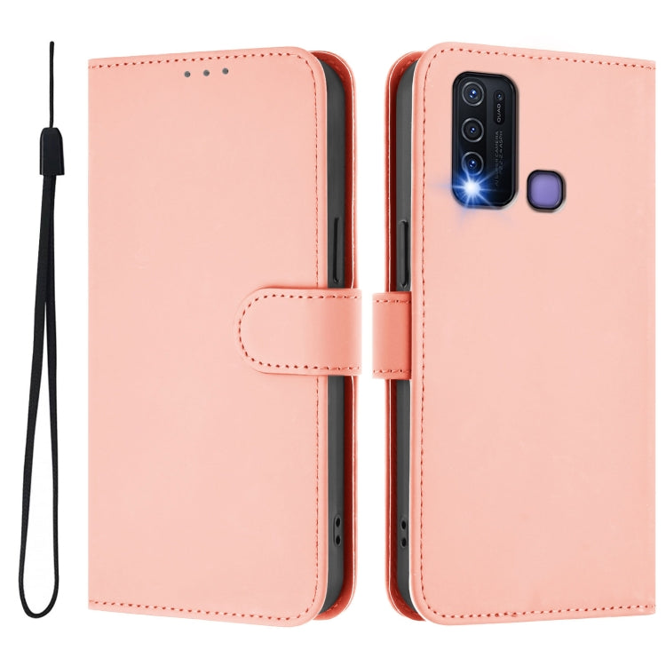 For vivo Y30 4G Global Skin Feel Solid Color Leather Phone Case with Lanyard