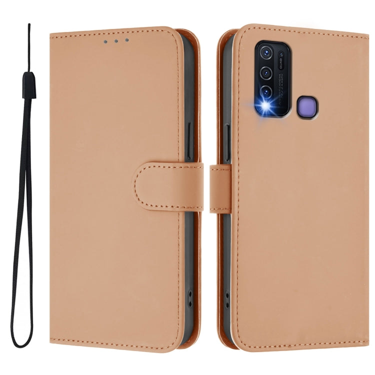 For vivo Y30 4G Global Skin Feel Solid Color Leather Phone Case with Lanyard