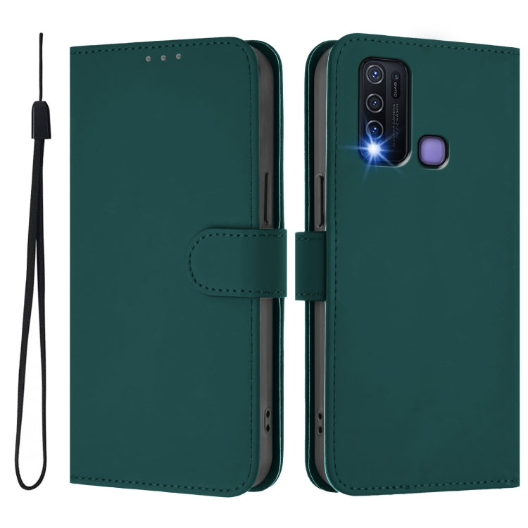 For vivo Y30 4G Global Skin Feel Solid Color Leather Phone Case with Lanyard