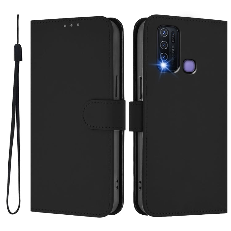 For vivo Y30 4G Global Skin Feel Solid Color Leather Phone Case with Lanyard