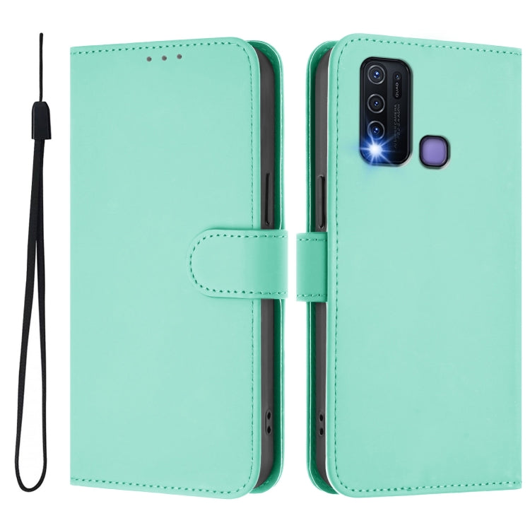 For vivo Y30 4G Global Skin Feel Solid Color Leather Phone Case with Lanyard
