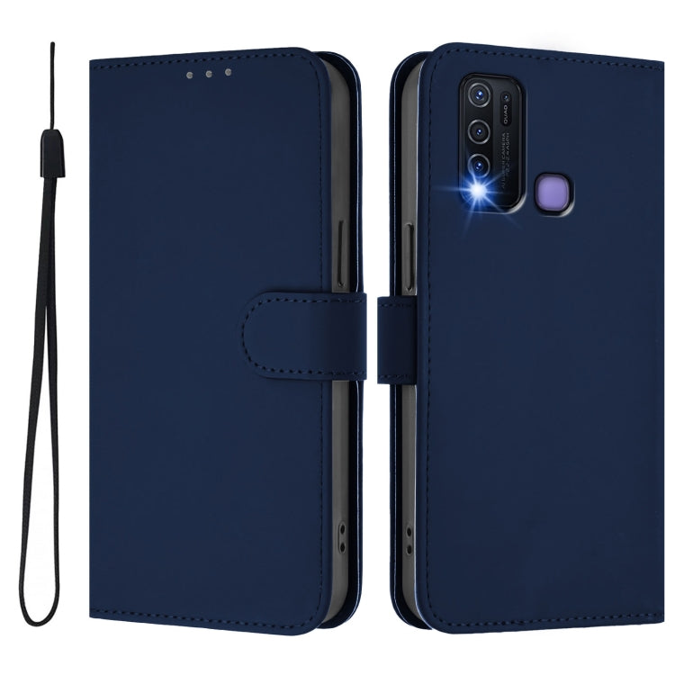 For vivo Y30 4G Global Skin Feel Solid Color Leather Phone Case with Lanyard