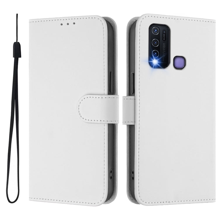 For vivo Y30 4G Global Skin Feel Solid Color Leather Phone Case with Lanyard
