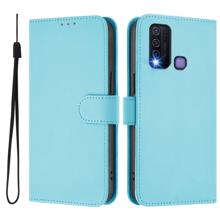 For vivo Y30 4G Global Skin Feel Solid Color Leather Phone Case with Lanyard