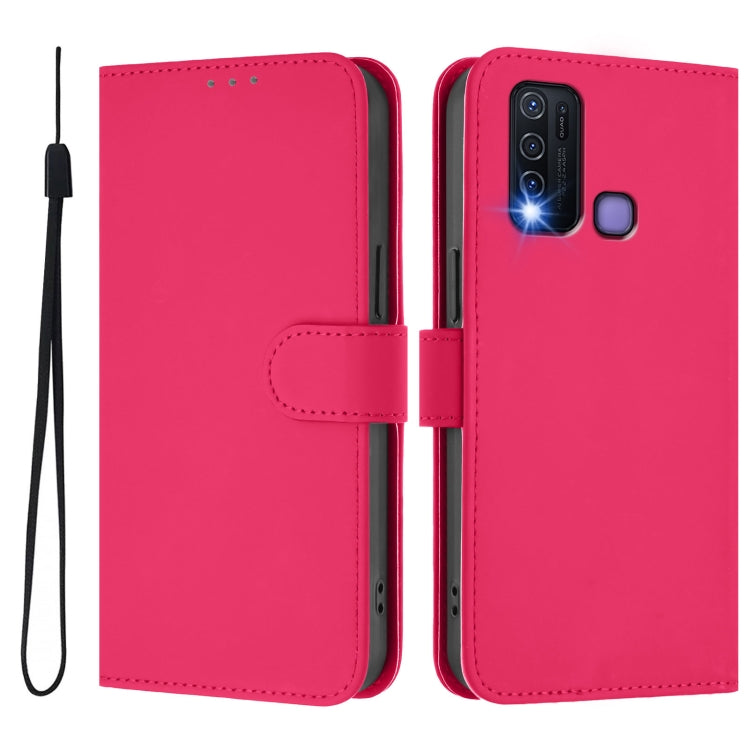 For vivo Y30 4G Global Skin Feel Solid Color Leather Phone Case with Lanyard