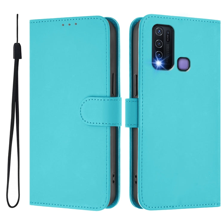 For vivo Y30 4G Global Skin Feel Solid Color Leather Phone Case with Lanyard