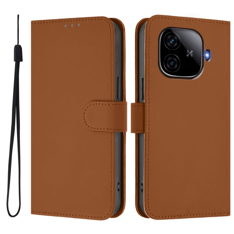 For vivo iQOO Z9 5G / Z9 Turbo 5G Skin Feel Solid Color Leather Phone Case with Lanyard