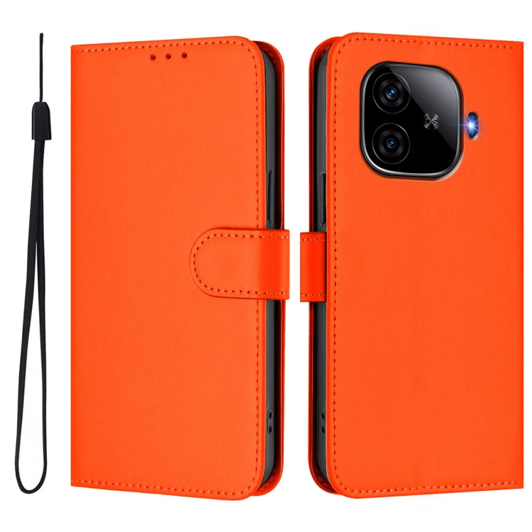 For vivo iQOO Z9 5G / Z9 Turbo 5G Skin Feel Solid Color Leather Phone Case with Lanyard