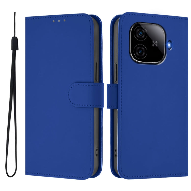 For vivo iQOO Z9 5G / Z9 Turbo 5G Skin Feel Solid Color Leather Phone Case with Lanyard