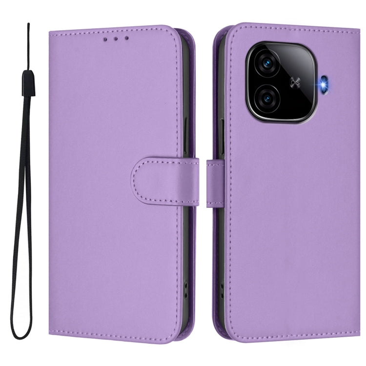 For vivo iQOO Z9 5G / Z9 Turbo 5G Skin Feel Solid Color Leather Phone Case with Lanyard