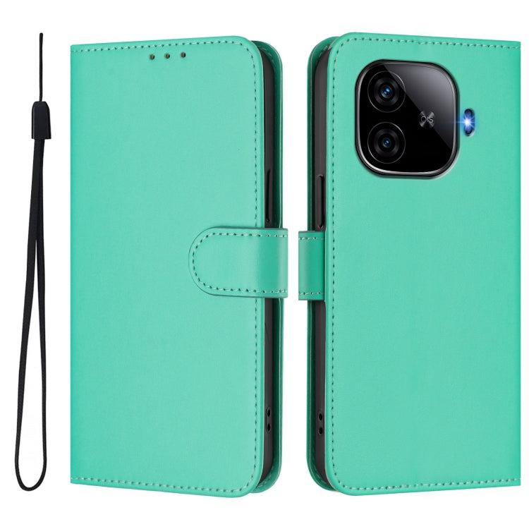 For vivo iQOO Z9 5G / Z9 Turbo 5G Skin Feel Solid Color Leather Phone Case with Lanyard
